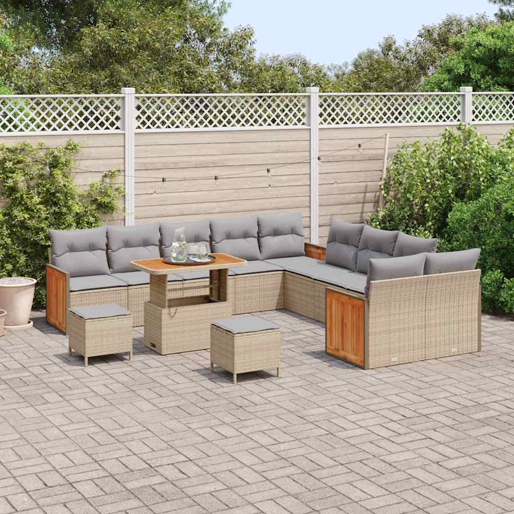 Garten-Sofa-Set 13 pcs Beige 90 x 55 x 71 cm Poly-Rattan